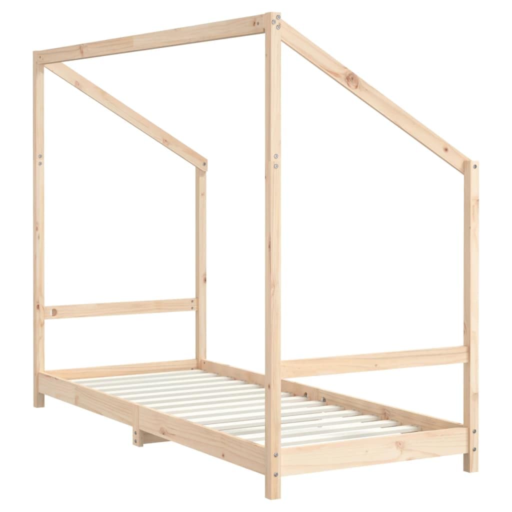 Łóżko dziecięce z litego drewna sosnowego, 2 x 80 x 200 cm ze stelażem, miejsce do spania w pokoju dziecięcym, drewniane łóżko z praktycznym wzorem do łóżeczka dziecięcego i sypialni rosnącej
