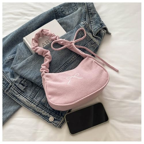 Bolso bandolera pequeño para mujer, estilo coquette con lazo, Y2K, bolso de felpa, clutch, tote y hobo miniatura 6