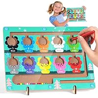 Aolso Magnetic Colour and Number Maze, Magnetic Color Sorting and Number Maze Board, Montessori Wooden Toys Counting Matching Games, Educational Toys Gifts for 3 4 5 6 Year Old Girls Boys
