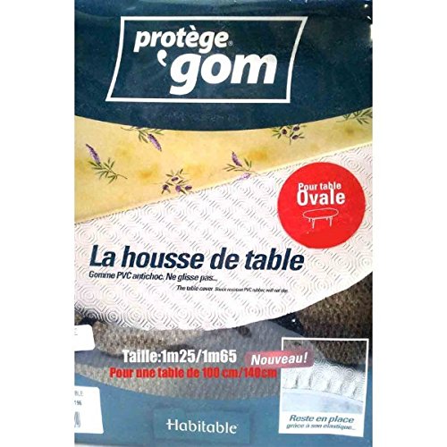 Protège table Gom OVALE Housse de table élastiquée 1m25 x 1m65 pour une table de environ 1m x 1m40