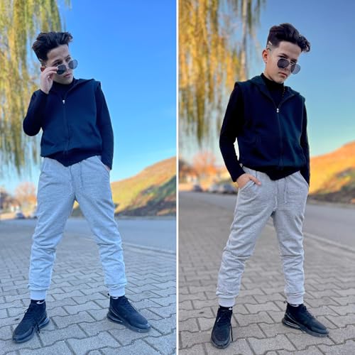 BIG ELEPHANT 3 Pack Boys Sweatpants, Youth Cotton Athletic Joggers Pants with Pockets and Drawstring4