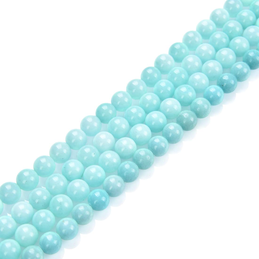 4 hebras de piedras preciosas de amazonita azul de 8 mm, cuentas sueltas redondas espaciadoras de piedras preciosas (176-188 piezas) para hacer joyas artesanales 6541-8