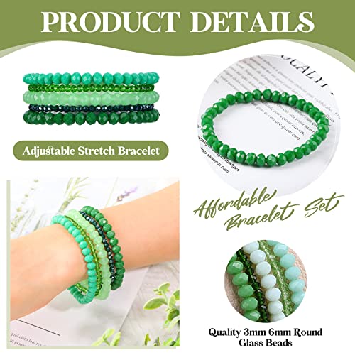 Junkin 60 Pcs Crystal Beaded Bracelets Bulk for Women Bohemian Multi Layer Stacking Statement Stretchy Strand Crystal Bead Bracelets Versatile Slip on Shiny3