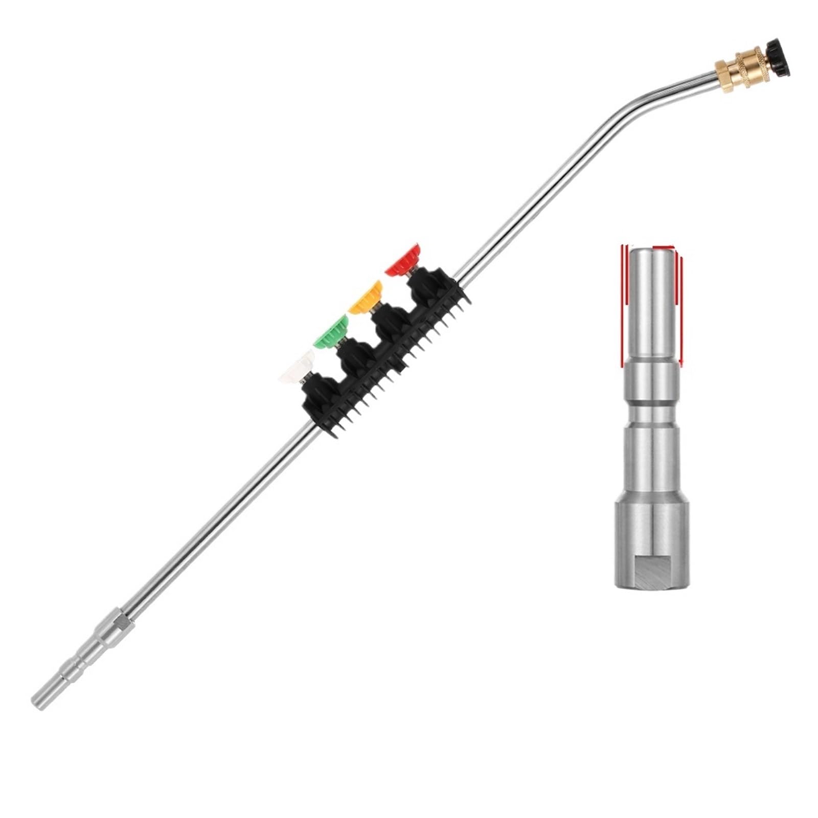 Pressure Washer Extension Wand Pressure Washer Wand Extension with Adapter Car Jet Lance Nozzle 5 Spray(ColorK)