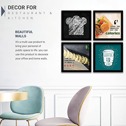 Image of kotart - Cooking Quotes Wall Posters with Frame for Restaurant Kitchen Cafe Wall Decor - Framed Kitchen Poster for Home and Kitchen (11x11 inch, Framed) Set of 4 (Art 10, Small)