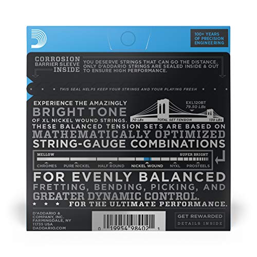 D'Addario EXL120BT Nikkel Winding snarenset voor elektrische gitaar, Uitgebalanceerde spanning, Super Dun, 09-40 - Image 4