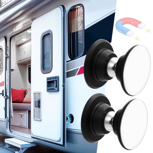RV Magnetic Door Catch with Adhesives Screws - Easy to Install Camper Trailer Door Holder Sturdy Stopper for RV Accessories 2 Pack