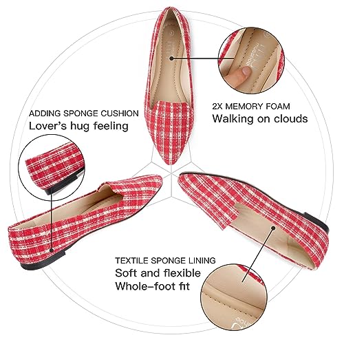 Image of MUSSHOE Black Flats for Women Pointed Toe-Comfortable Business Casual Work Shoes, Dressy Suede Slip On with Memory Foam for Office, Teacher & Standing All Day