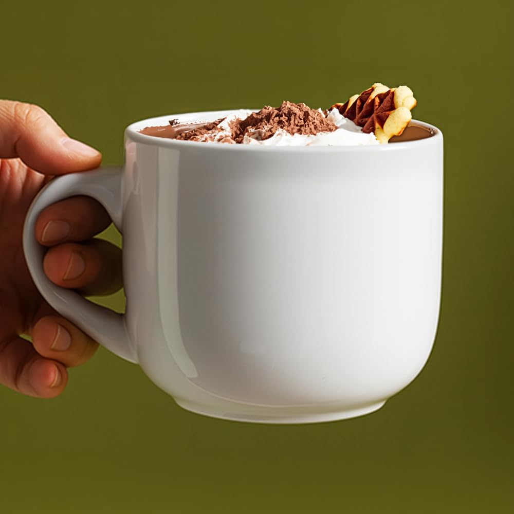 Ceramica Bianche Tazze Jumbo da Cappuccino 450 ml - Tazza Caffè, Espresso, Colazione, Lavastoviglie