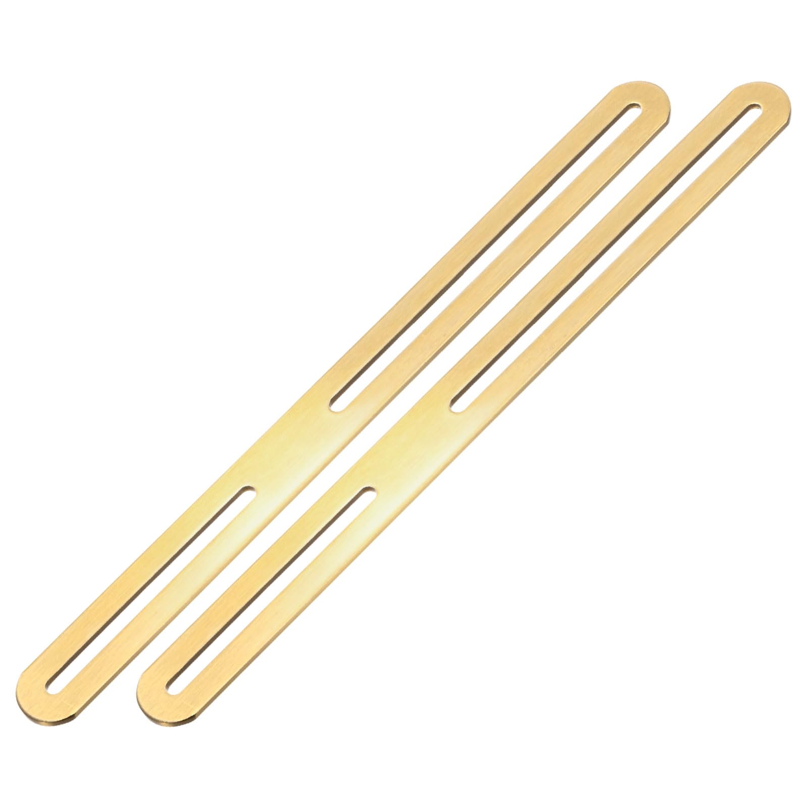 M METERXITY 2-Pack Adjustable Flat Mending Plate Support with Single Slot, 11.02x0.94 Inch Straight Repair Fixing Bracket Connector for Wood Furniture/ Timber PC Case Holder [Gold]
