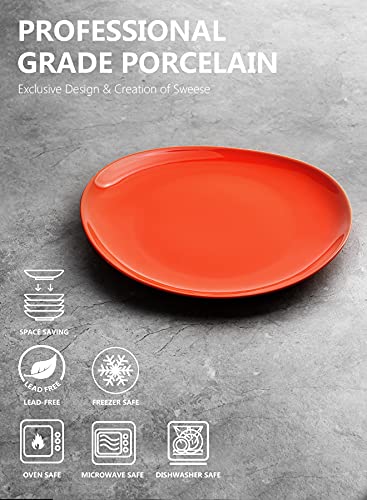 Sweese Ceramic Dinner Plates 11 Inch Porcelain Plates For Pasta, Salad Large Plate Set Of 4 Microwave & Dishwasher Safe, Orange No.150.406 #TOP2