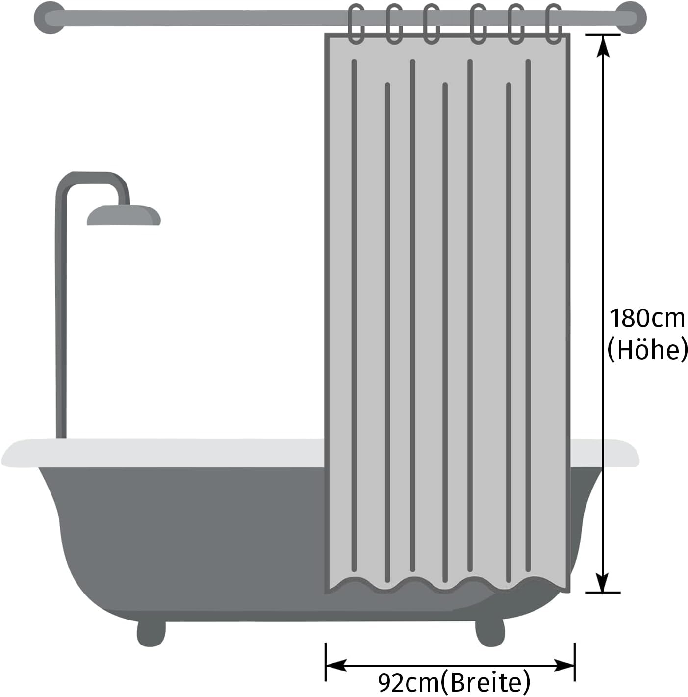 WELTRXE Rideau De Douche Anti-Moisissure 92x180 Cm EVA - Motif Pierres 3D Semi-Transparent Avec Aimants Et Anneaux