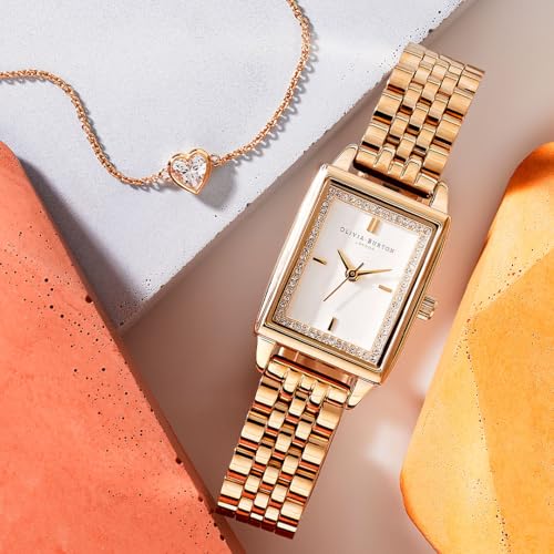 Image of Olivia Burton Rectangular Women's Watch - 25.5mm, 3H Quartz Movement, Stainless Steel, Water Resistant 30M (3ATM)