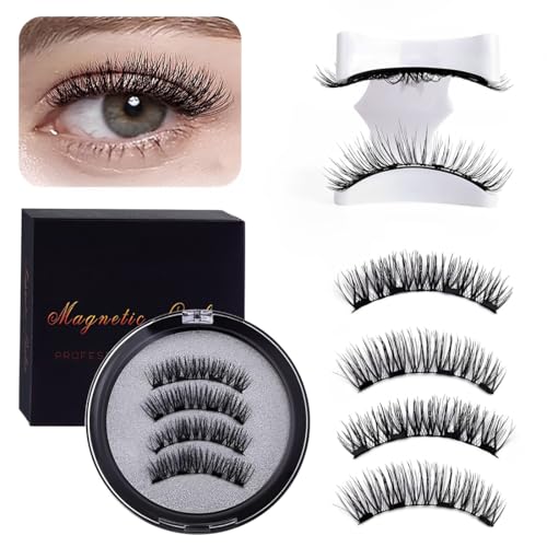 Faux Cils Magnetique,Cils Magnetique Naturel Réutilisables avec Applicateur, Aucune Colle Nécessaire Faux Cils...