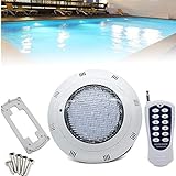 LED RGB Underwater Swimming Pool Light 45W 12V AC/DC 304 Stainless Steel Color Changing Surface/Wall Mounted Waterproof IP68 Submersible Inground Pool Light with Remote/450 LEDs 7 Colors changing repl