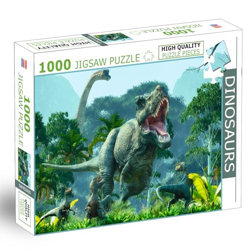 Image of Dinosaurs Puzzle Box - 1000 Piece Jigsaw Puzzle | Prehistoric Adventure Brain Game | Educational Gift for Kids and Dinosaur Lovers