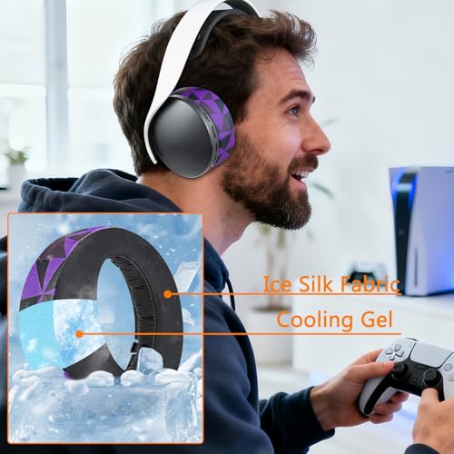 Image of SOULWIT Cooling Gel Earpads Cushions Replacement for Sony PlayStation 5 Pulse PS5 3D Wireless Headset, Ear Pads Cushions with Noise Isolation Foam - CG Purple Black