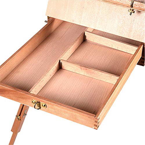 GPCT [Foldable] Portable Classic [Hand-Finished] Wooden Artist Painters Easel Tripod. Adjustable, Built in Drawer W/ [Four Compartments] & Free Wooden Palette! Suitable for Beginners/Professionals! - Thumbnail 4