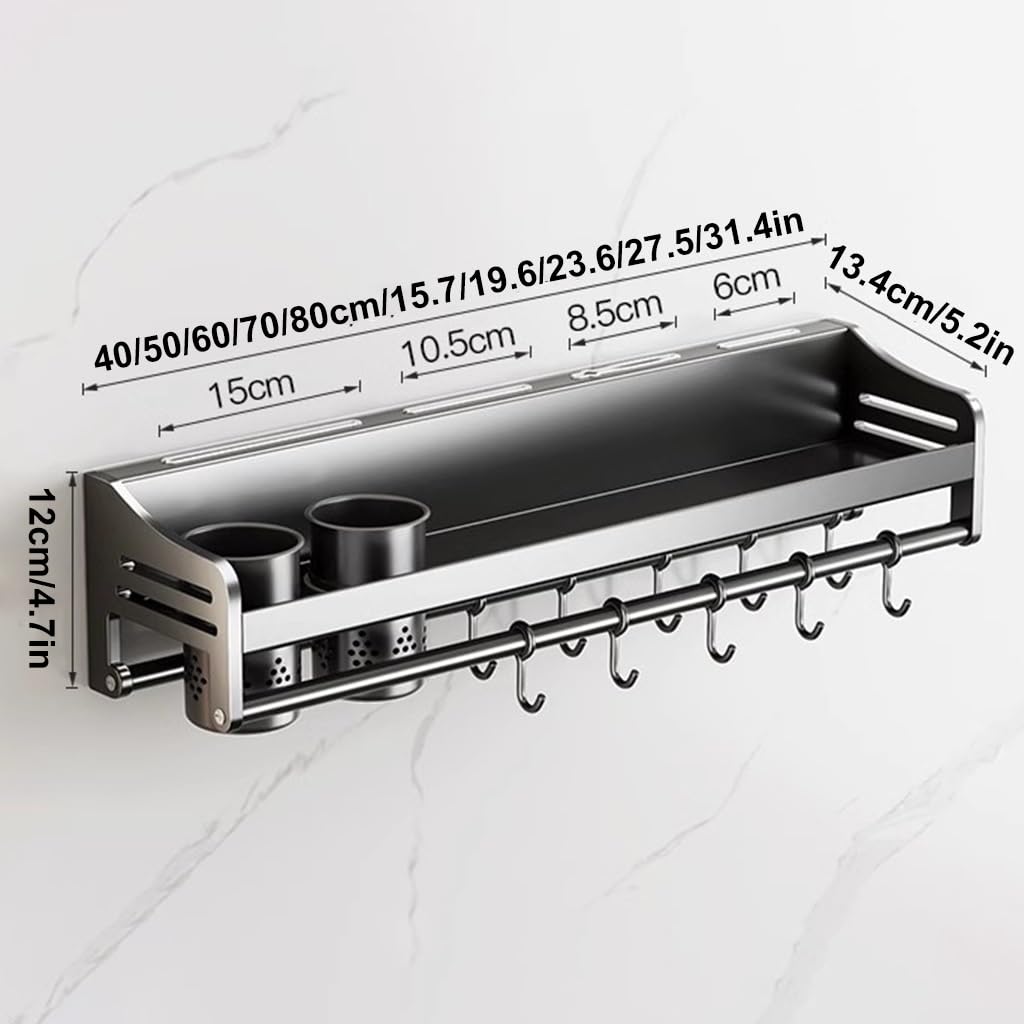 Mensola da parete per spezie da cucina con ganci, facile da installare, organizer da appendere per erbe e spezie, soluzione salvaspazio per gli appassionati di cucina