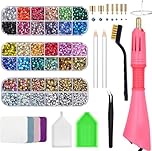 Bedazzler Kit with Rhinestones, Hot Fixed Gems Craft Applicator - Diamond Painting Pen, Wax Pencil, Tweezers, Tray, Cleaning Brush & Cloth, 28 Colors Rhinestones Crystals for DIY Clothes Shoes