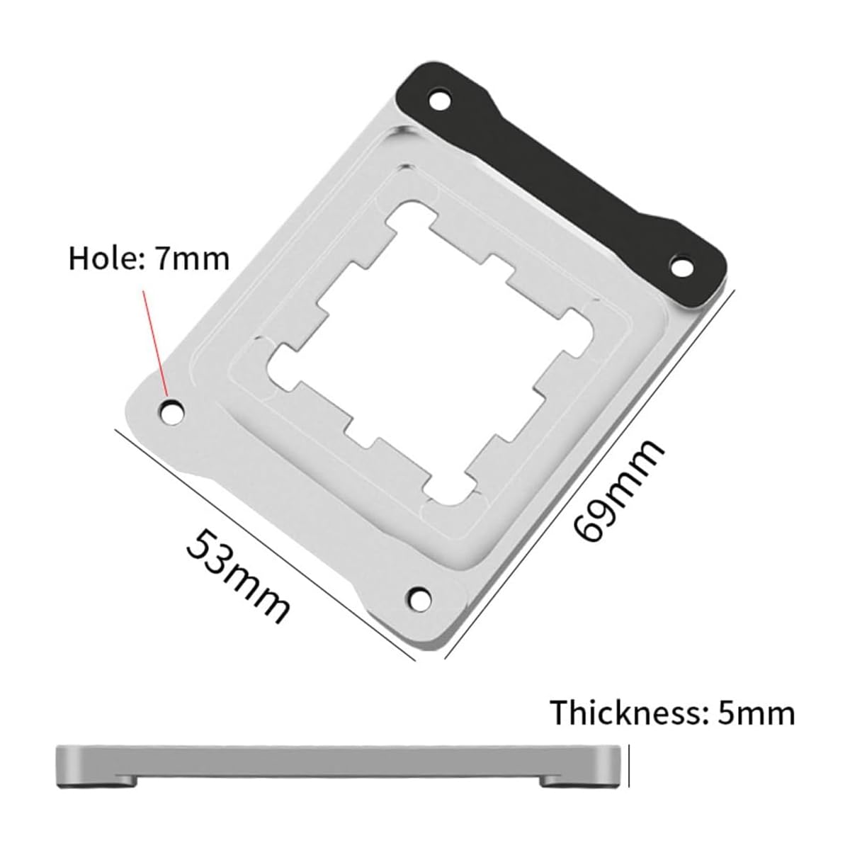 Alide Supporto CPU AM5, staffa non-cedimento, telaio di fissaggio in lega di alluminio, 69x53 mm, argento