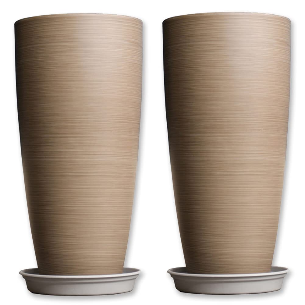 Amazon.co.jp: Floralies プランター 大型 おしゃれ 受け皿付き 2個