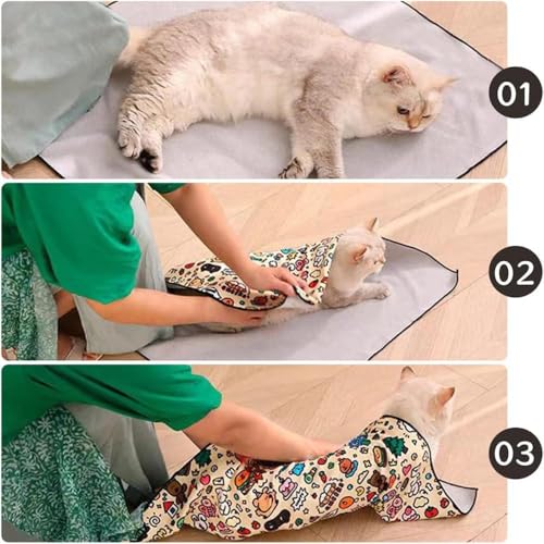 Image of Cat Wrap for Cutting Nails,Cat Grooming Wrap,Cat Restraint for Nail Clipping, Cat Restraints for Grooming Anti-Scratch /Escape Self-Adherent Cat Swaddle Wrap Calming & Holding Cat(M (Within 9.9lbs))