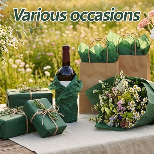 Image of Bobobag 100 Sheets Forest Green Tissue Paper 20 inchX14 inch Tissue Paper for Gift Bags, Gift Wrapping Tissue, Christmas Tissue Paper Anniversary Holiday Decoration Arts Craft