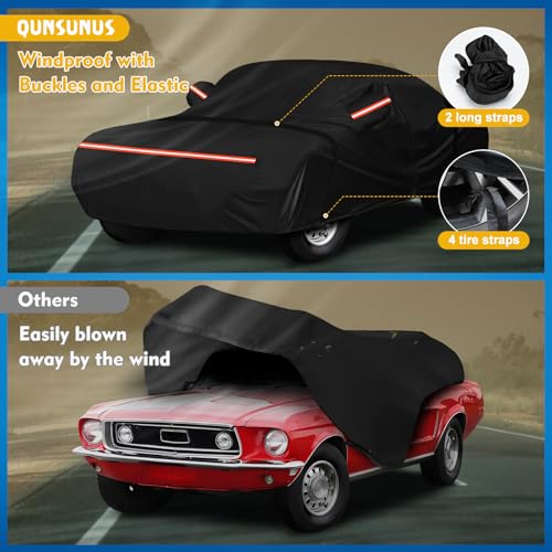 Image of QUNSUNUS 6 Layer Car Cover for Ford Mustang 1964-1968 Waterproof All Weather 420D Windproof for Ford Mustang Car Cover Hail Protection with Zipper