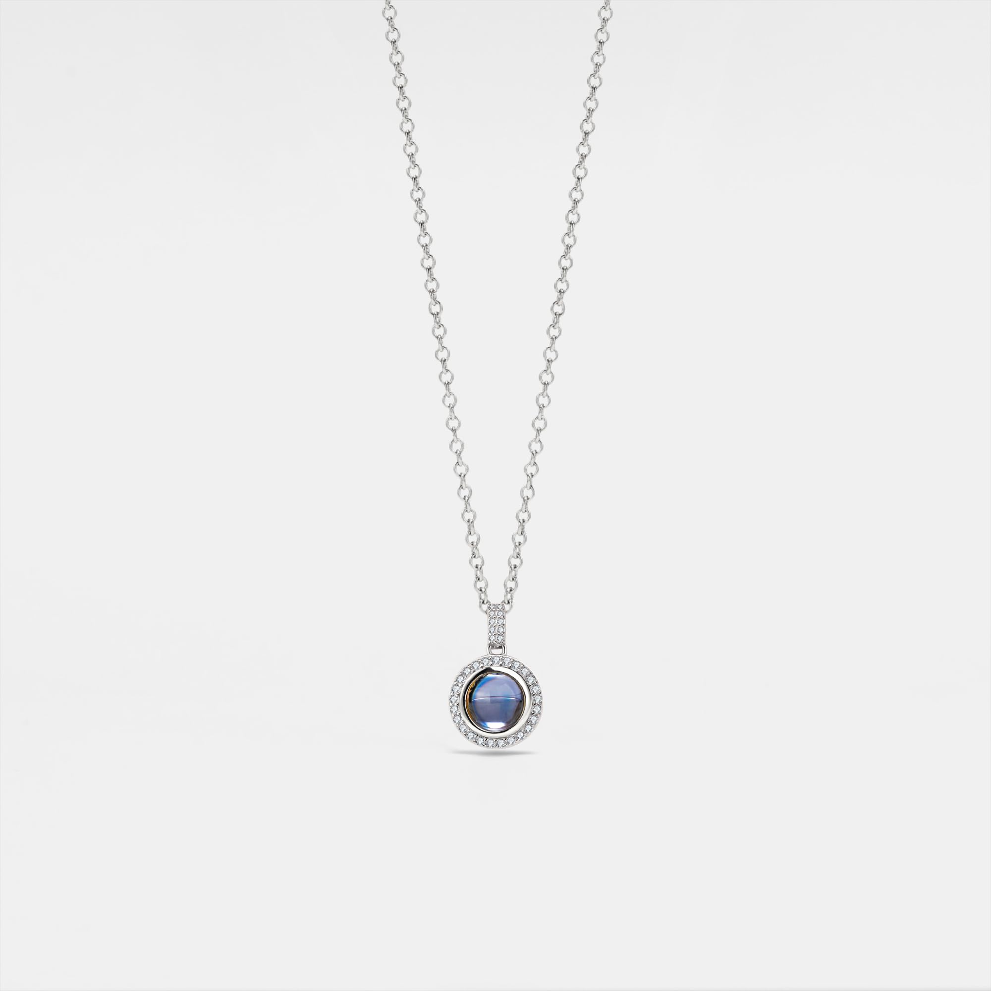 PERIMADE Collana con proiezione di foto a cerchio personalizzato con immagine all'interno, testo personalizzato e amore in 100 lingue CZ ciondolo rotondo collana con ciondolo personalizzato regalo