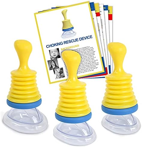 3Packs Anti Choking Gadget for Household, Efficient Choking Rescue Gadget, Simple-to-Use & Transportable Suction Choking Package for Grownup & Youngsters, Dislodge Obstructor in Airway, Important First Assist Package for Properties