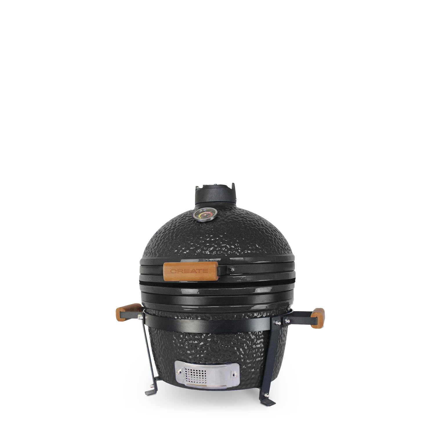 CREATE/BBQ KAMADO/Barbecue affumicatore in ceramica nero 16 pollici/Può arrostire, affumicare e cuocere, con regolatore di temperatura e due prese d’aria.
