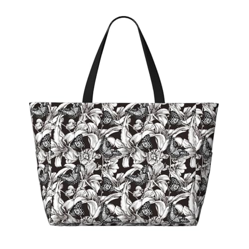 Lilies Flowers Print Beach Pool Bags Tote For Women Ladies Large Gym Tote Carry On Bag For Weekender Travel Waterproof2