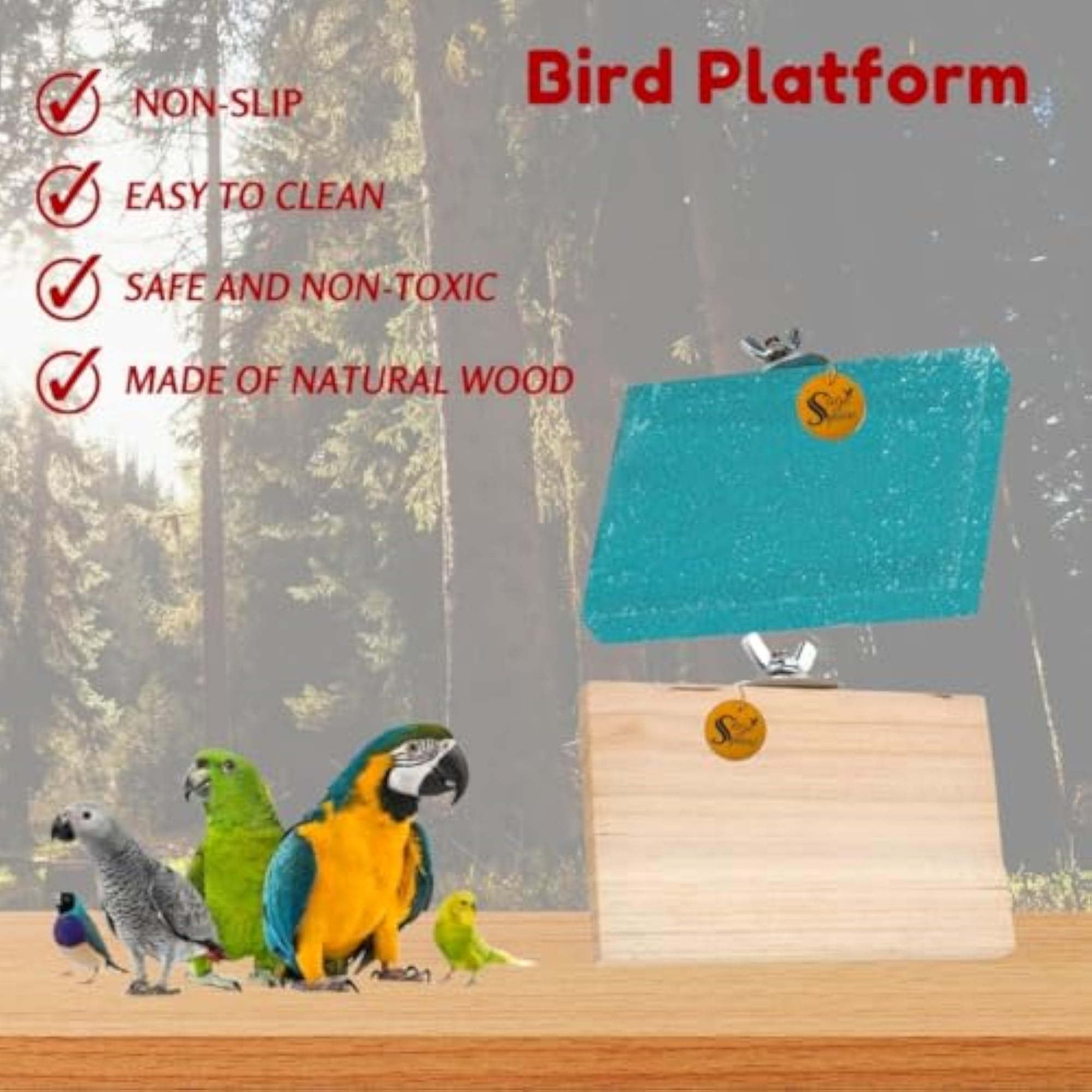 Wooden Stand Sand Platform, Combo of Two Perch Stands
