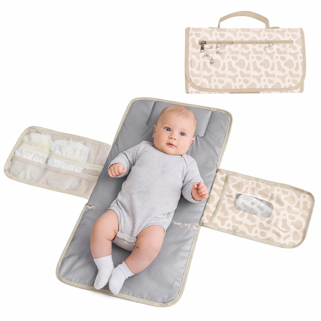 Cambiador y almacenamiento de pañales, fácil de usar, diseño elegante e impermeable, cabe en mochilas, cochecito, etc. Fácilmente - Esenciales portátiles para el cuidado del bebé recién nacido