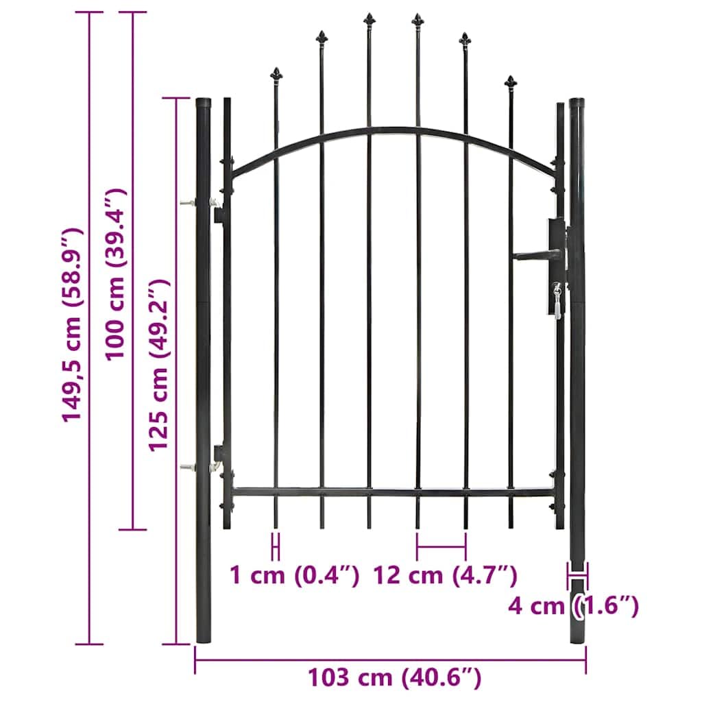 vidaXL Puerta de jardín Woerden Acero Vallas Entradas Cercado Patio Terraza Práctica Elegante Funcional Segura con Cerradura 1x1m Negra