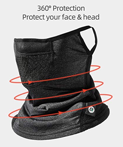 Rockbros Winter Neck Gaiter Warmer With Ear Loops Cold Weather Black #TOP3