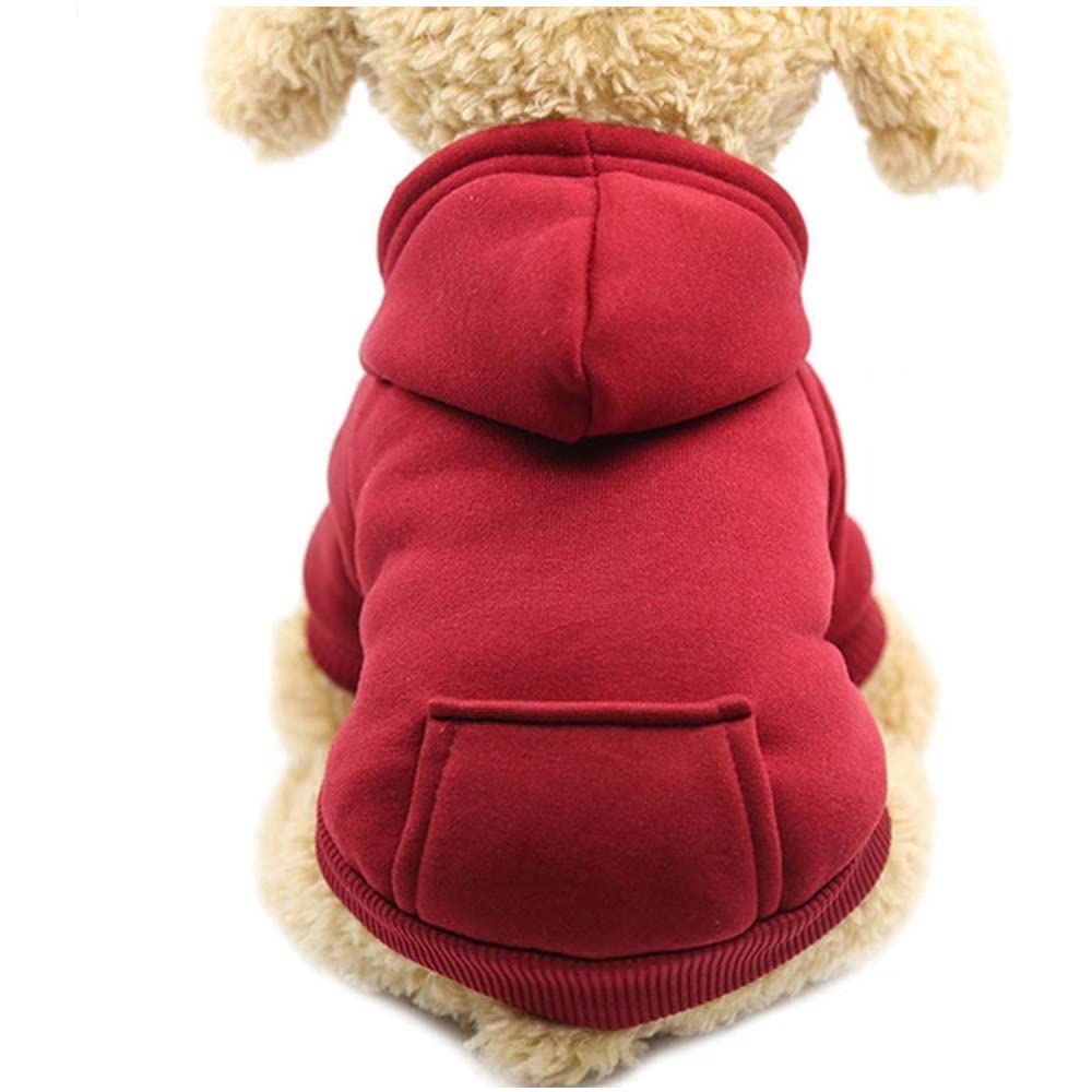 Clopon Dog Hooded Coat Puppy Sweatshirt for Small Dogs Clothes Cute Soft Clothes Girl Doggie Custumes Cute Pet Outfits Red M
