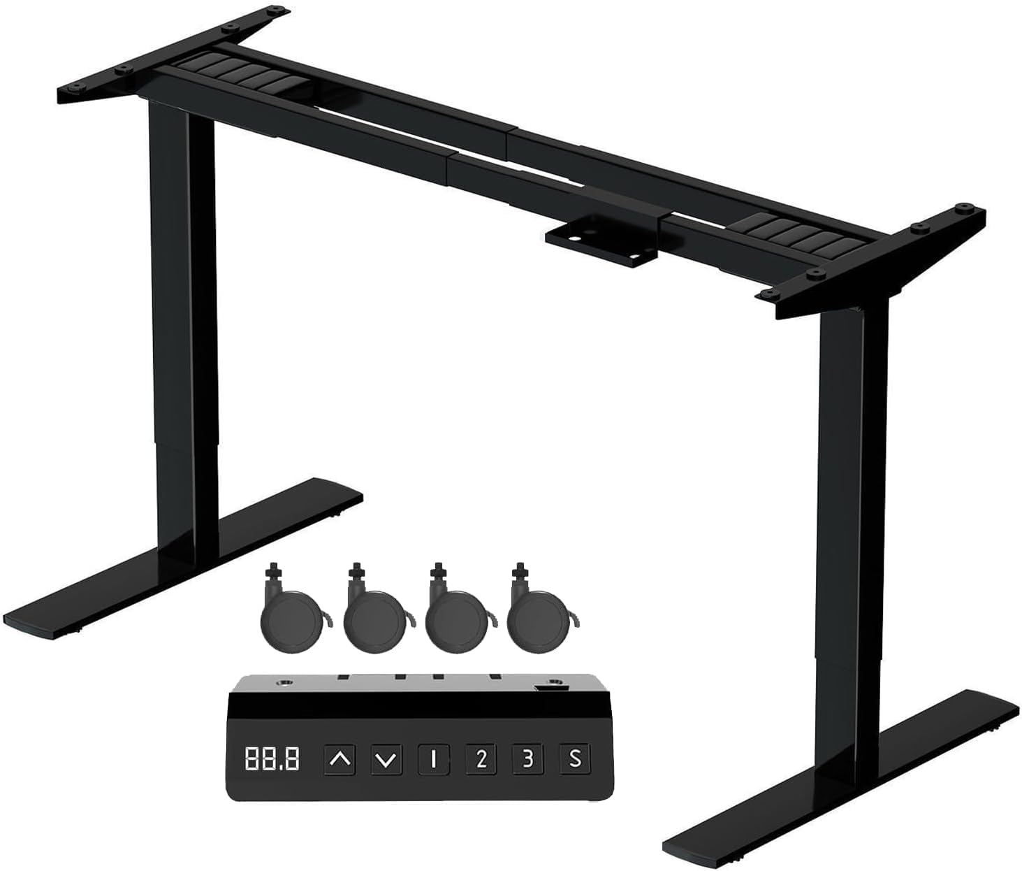 JUMMICO Height-adjustable desk frame with 2 strong motors, table frame, height adjustable with 3 memory controls, for sit-stand (Black)