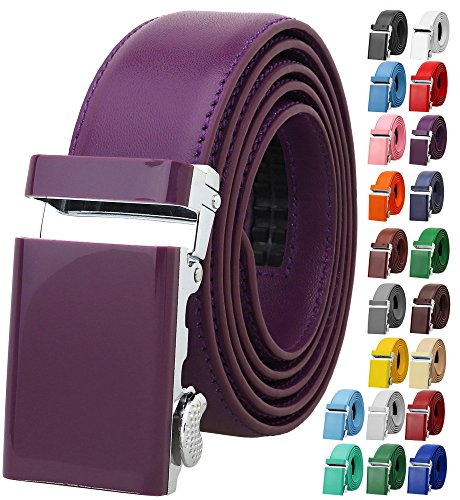 Falari Men Unisex Genuine Leather Ratchet Dress and Casual Belt, Automatic Sliding Buckle, Trim to Fit