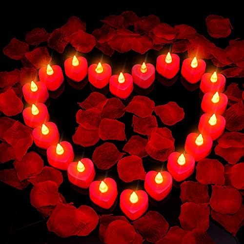 12 pièces LED bougies chauffe-plat en forme de coeur flamme à piles 12 pièces LED bougies chauffe-plat en forme de coeur flamme à piles