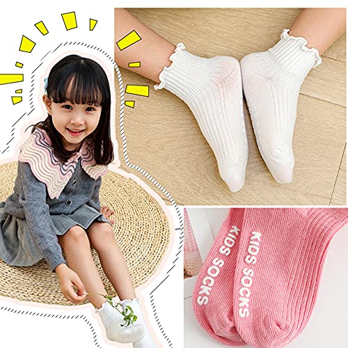 Image of Zumou Toddler Anti Slip Non Skid Socks Baby Little Girls Frilly Ruffle 6 Pairs