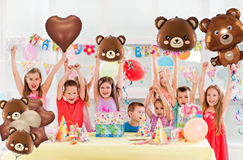 18 Pcs Bear Balloons, Teddy Bear Balloons, Bear Themed Birthday Party Balloons For Baby Shower Jungle Safari Theme Party Decorations, Birthday Party Decor Supplies #TOP5