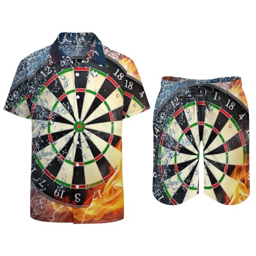Chemise Hawaïenne Hommes Ensemble 2 Pièces Fléchettes De Feu S - 3