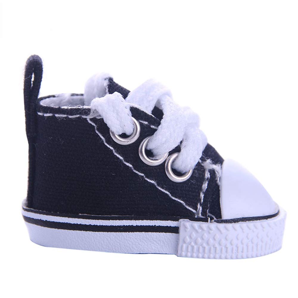 Omquot Doll Casual Shoes Soft Rag Doll Trainers Stylish For Playing At Home (Black)