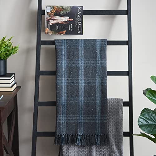 Image of Creative Co-Op Recycled Cotton Blend Throw Blanket with Fringe, Grey Plaid (Pack of 4)