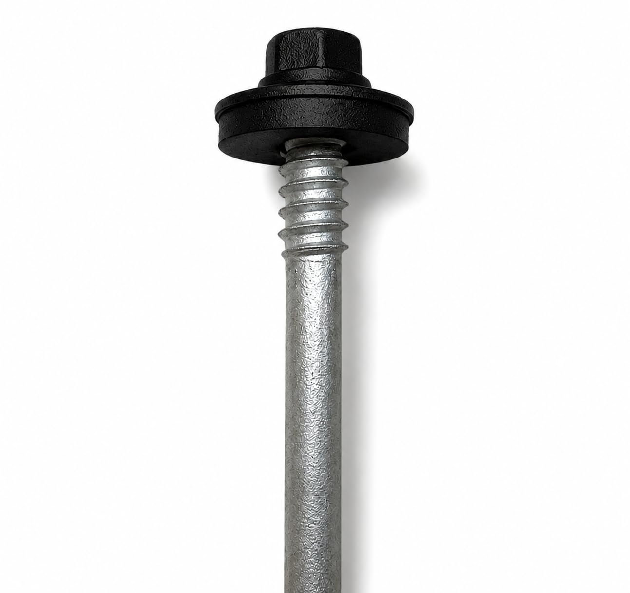 ETANCO GTR 12 SP A19 5,5/6,3 x 200 mm Tornillo de doble rosca autoperforante para paneles sándwich sobre acero RAL 9005, negro profundo, arandela de sellado EPDM ETA CE SW8, 100 unidades