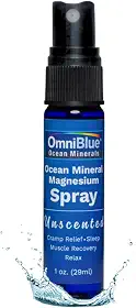 OmniBlue Magnésio & Ocean Trace Mineral Spray – Minerais iônicos e biodisponíveis – Alívio para dor, cãibras, articulações e sono – Spray absorve rápido, sem picadas - Feito nos EUA - Tamanho de