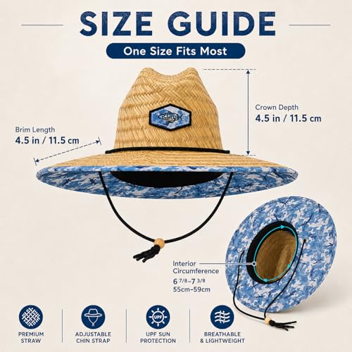 Image of Palmyth Straw Hat for Men & Women Sun Hats, Beach Hat, Fishing Hat Wide Brim UPF 50+ Sun Protection