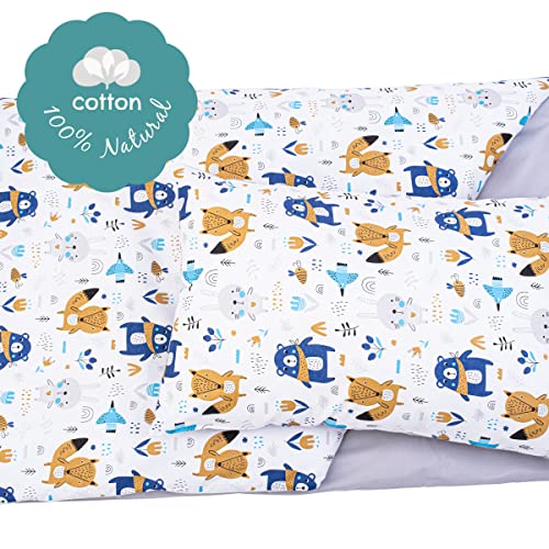 Sleepy Moon Kinderbettwäsche, Bettbezug-Set, Bettbezug 120x90cm + Kissenbezug 60x40cm, 100% Baumwolle, Made in Poland (blau), 90x120bezpipingu - Image 5